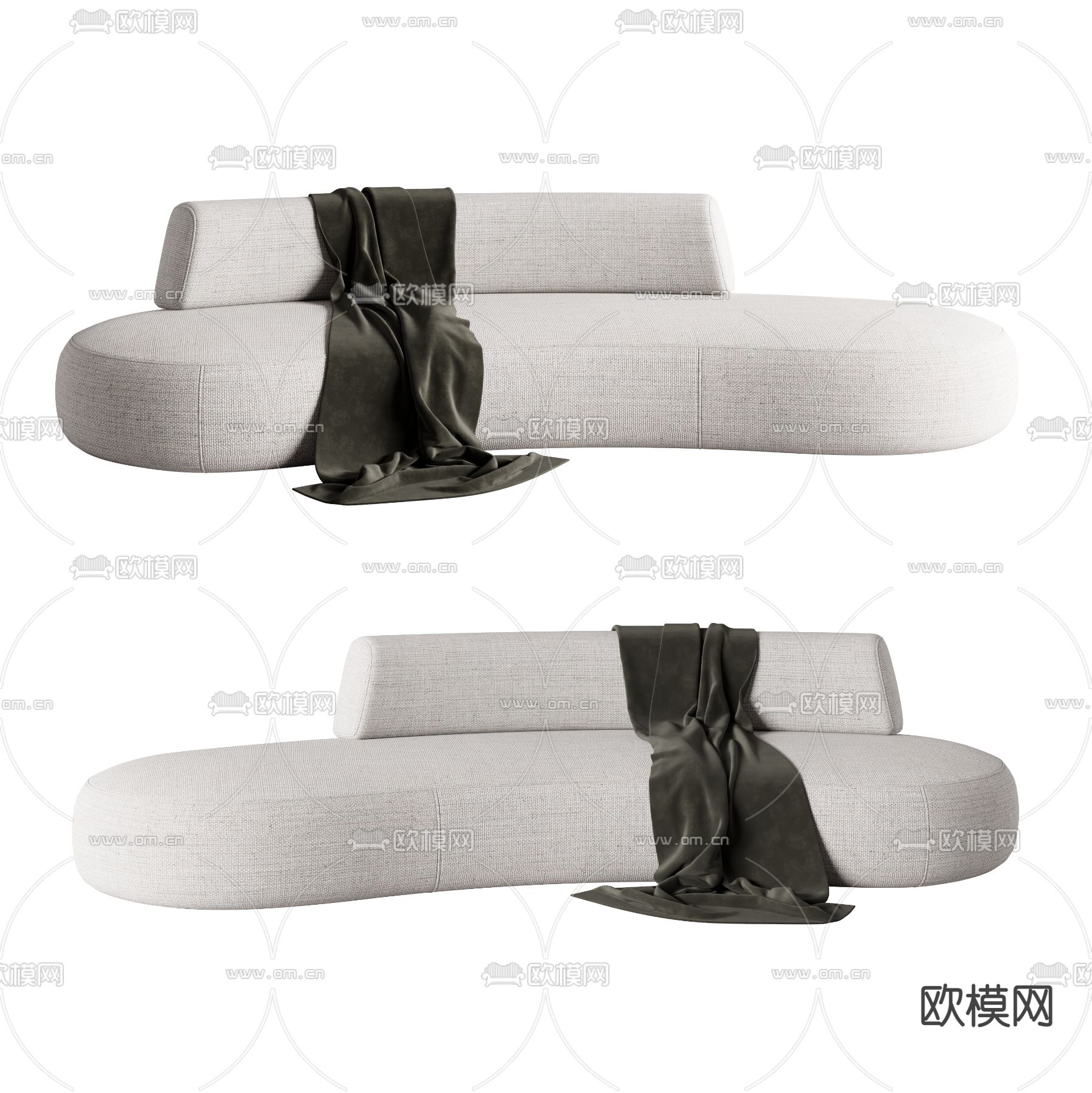 现代布艺弧形沙发3d模型