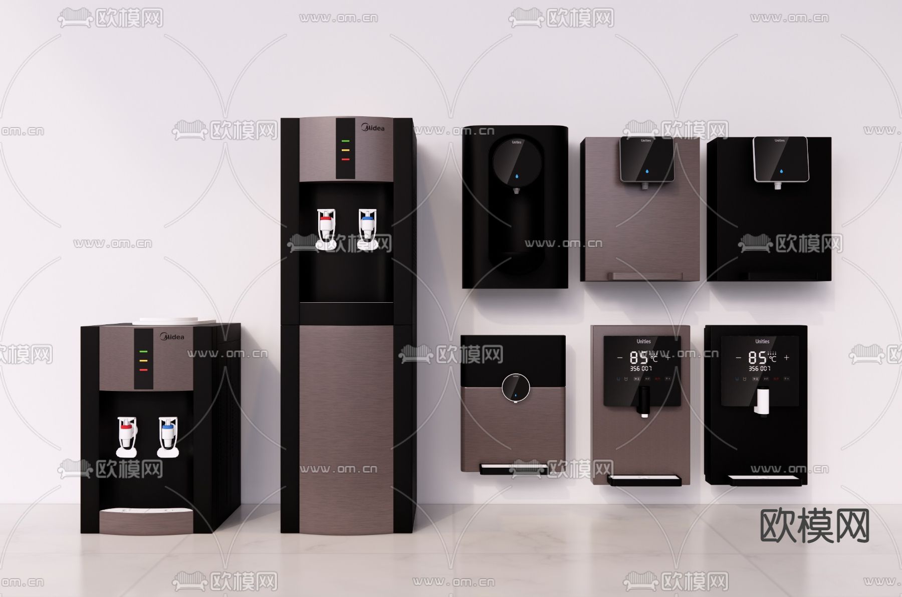 现代挂壁式饮水机su模型下载（渲染图1）