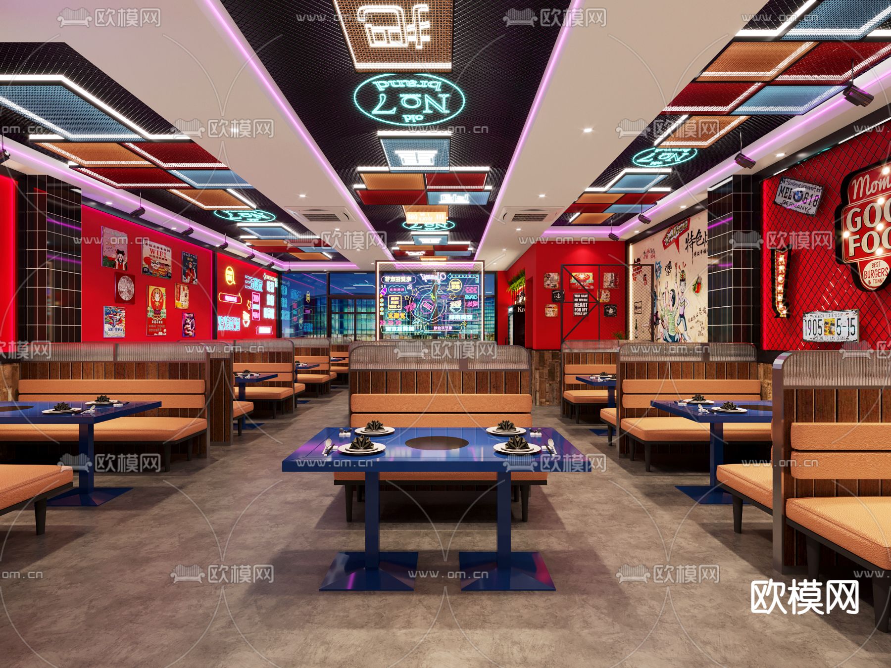 工业风烧烤店3d模型下载（渲染图3）