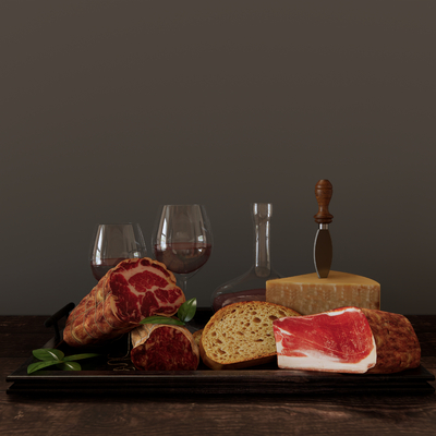  现代食物饮料摆件su模型 