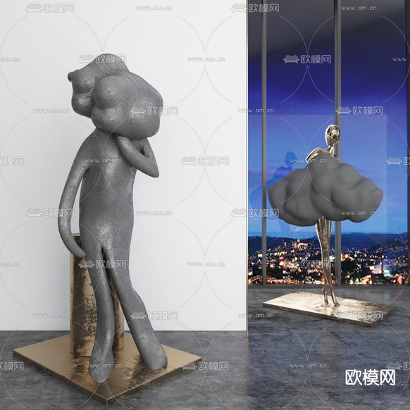 现代抽象雕塑摆件3d模型下载