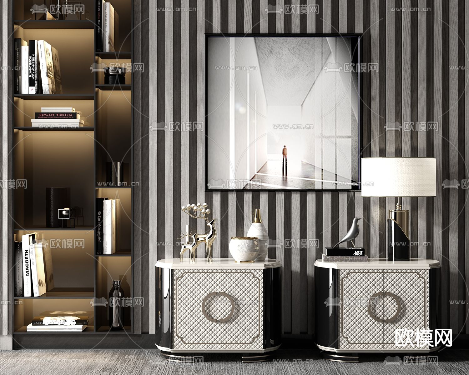 现代轻奢床头柜3d模型下载