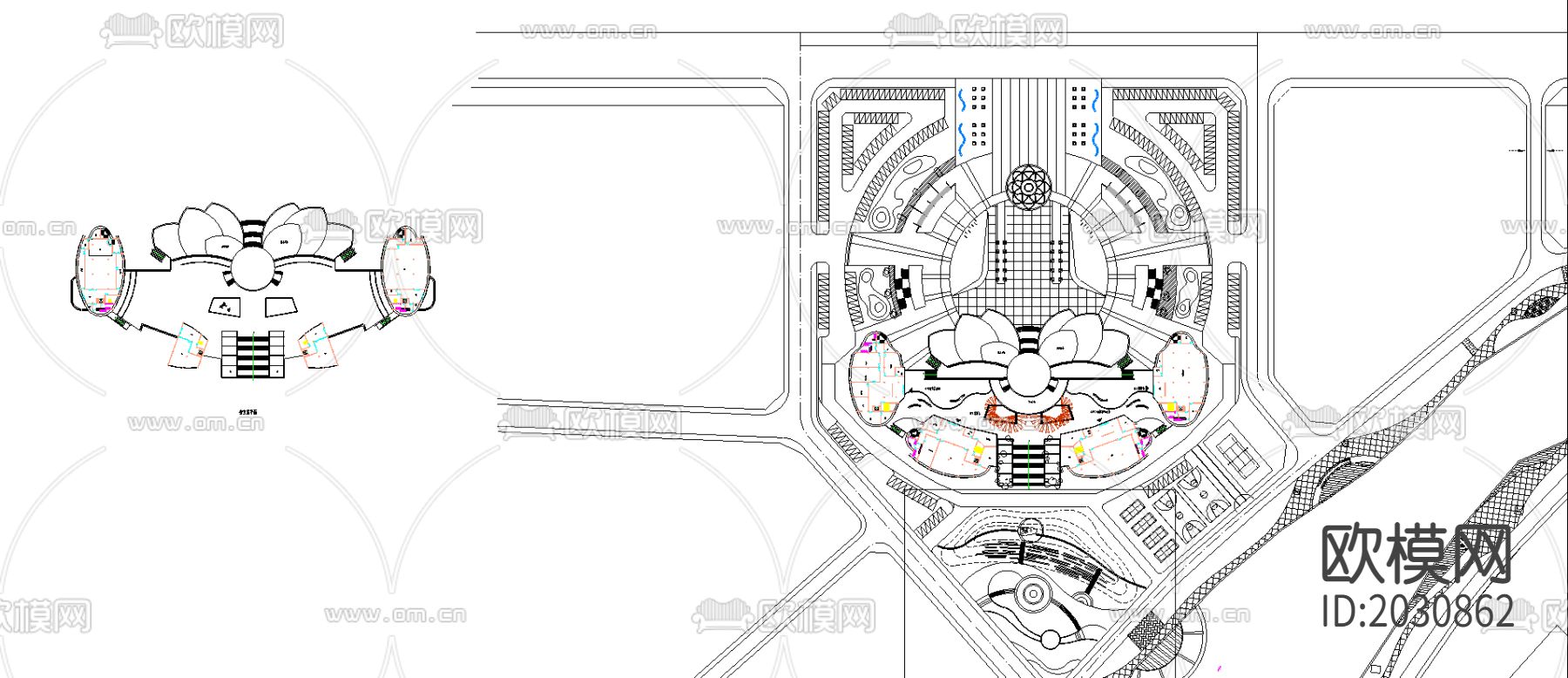 中心广场景观CAD施工图下载（渲染图1）