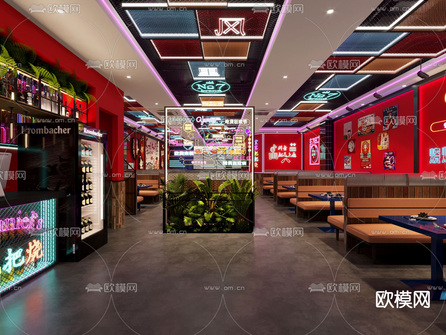 工业风烧烤店3d模型下载（渲染图2）