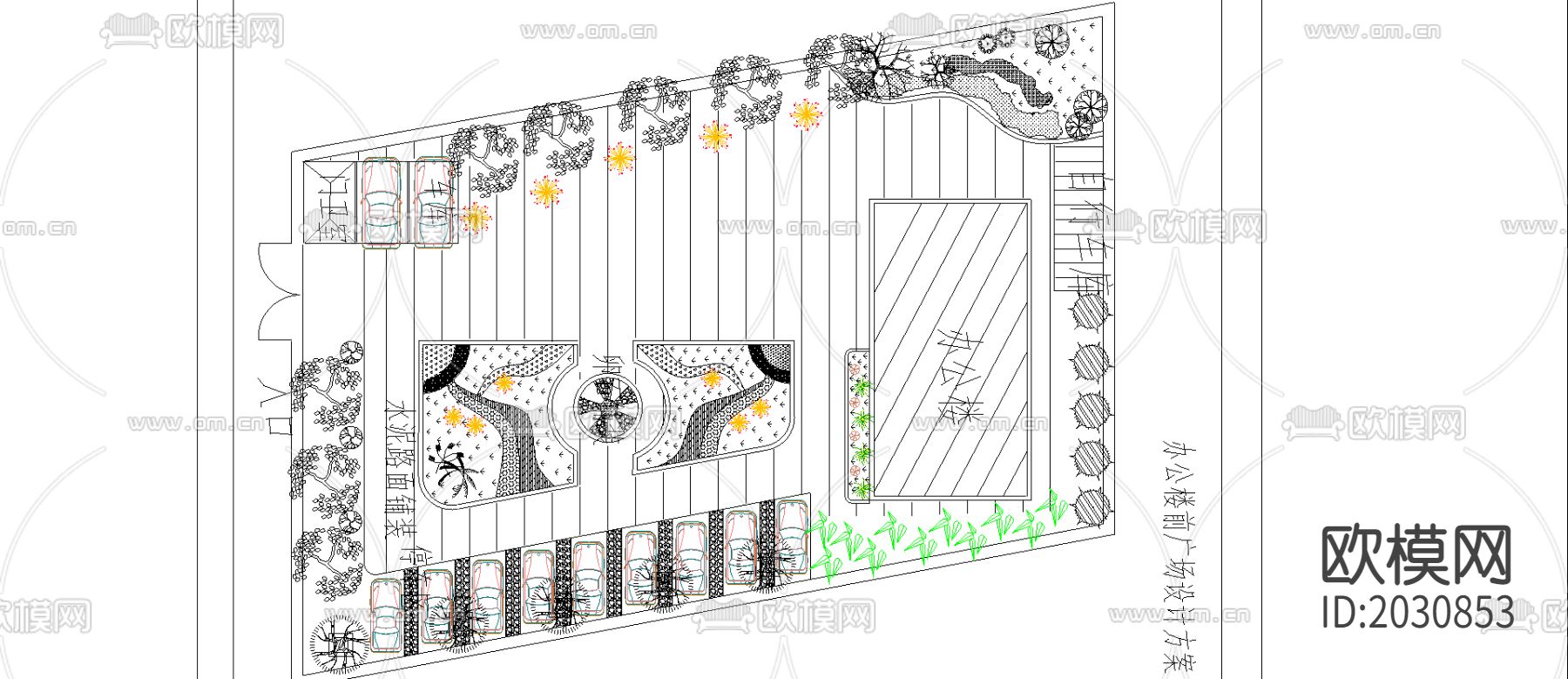 西三环局部园林CAD施工图下载（渲染图1）