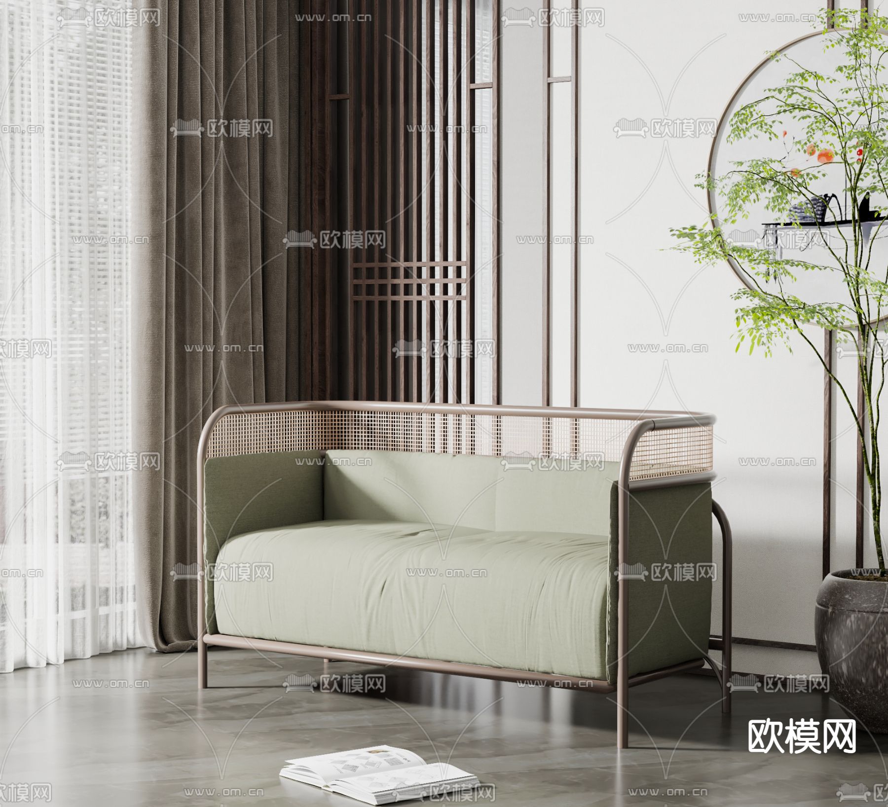 新中式休闲沙发3d模型下载