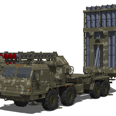  现代导弹发射车军用汽车su模型 