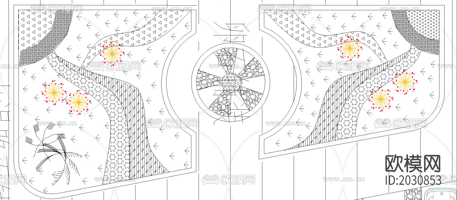 西三环局部园林CAD施工图下载（渲染图2）