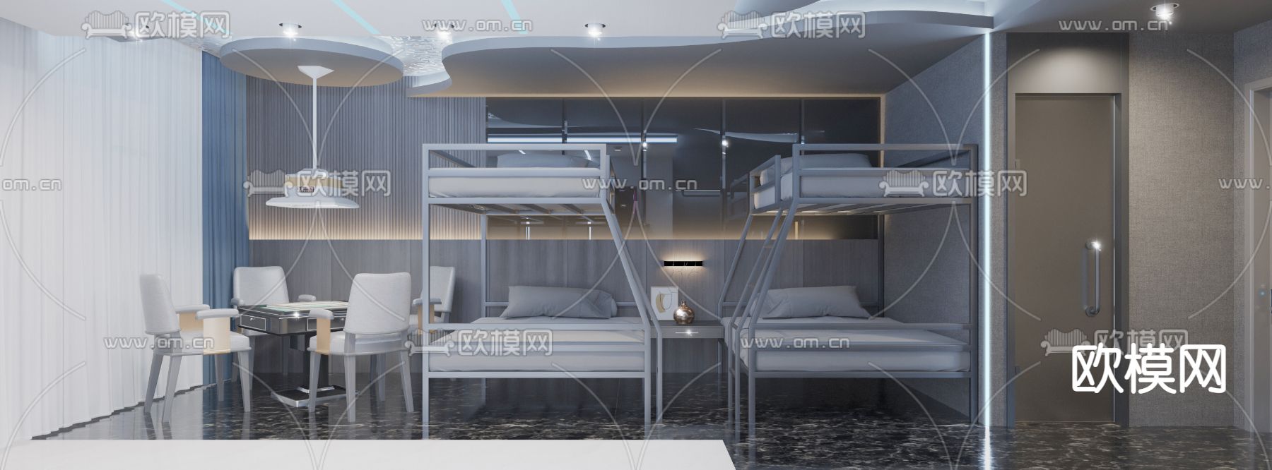 现代四人房电竞网咖3d模型下载（渲染图2）