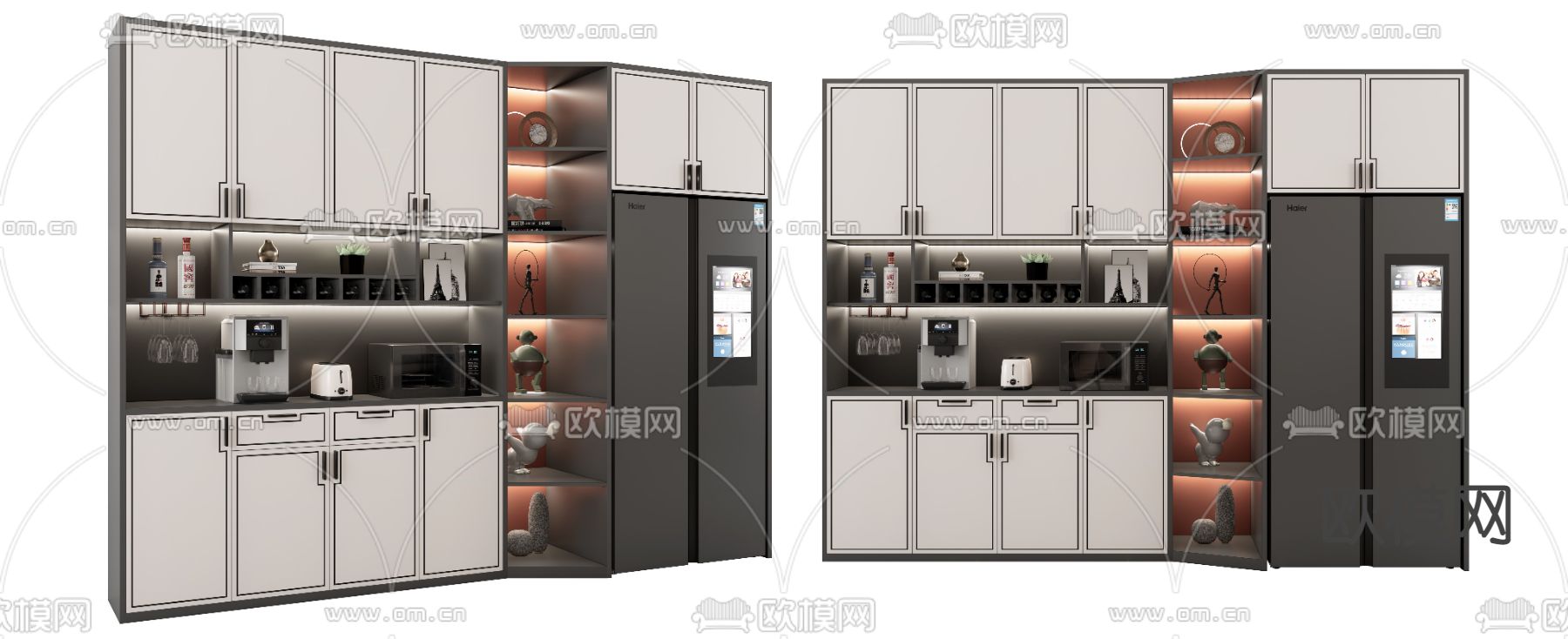 新中式酒柜su模型下载（渲染图1）