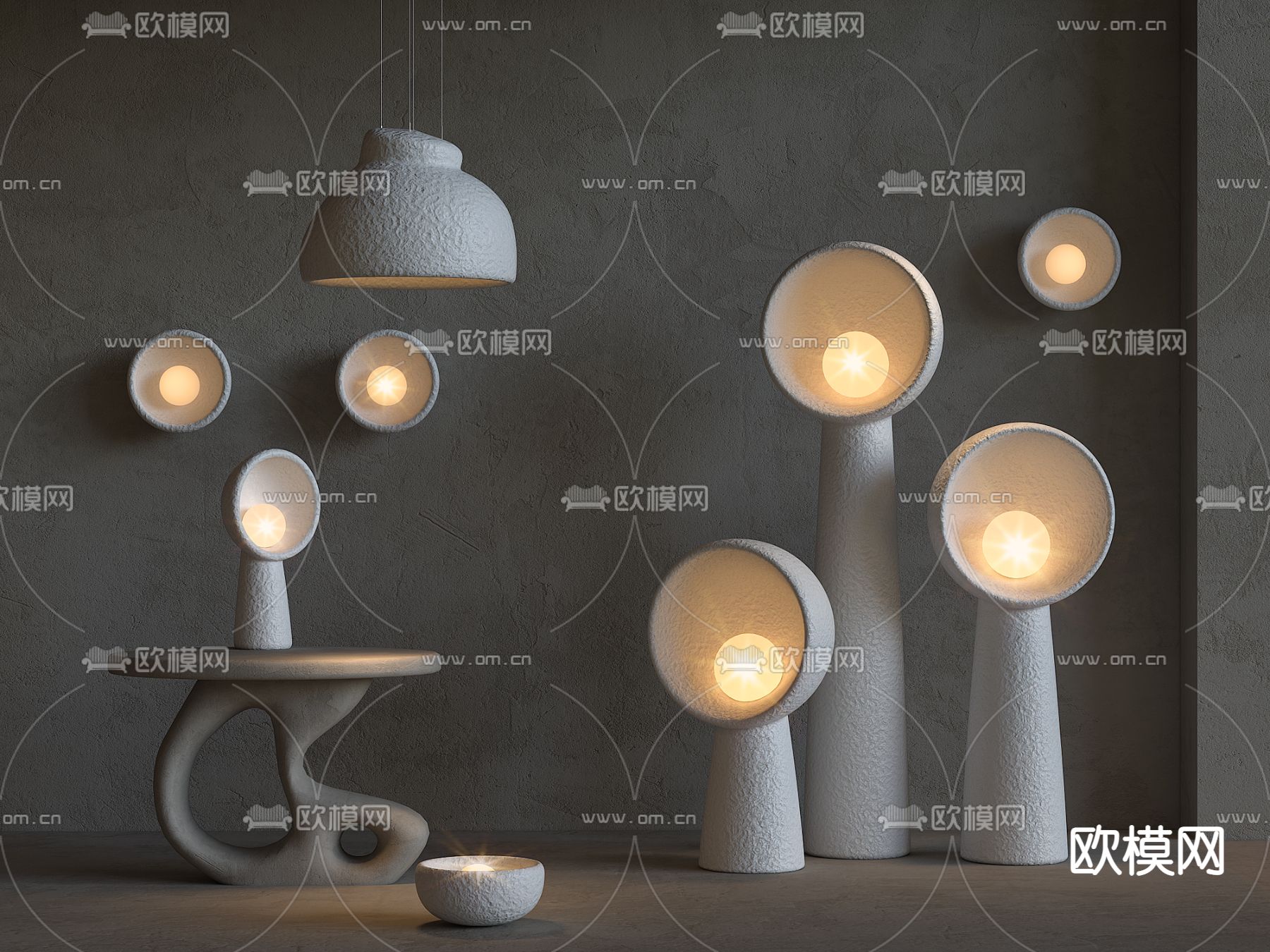 侘寂创意台灯su模型下载（渲染图1）