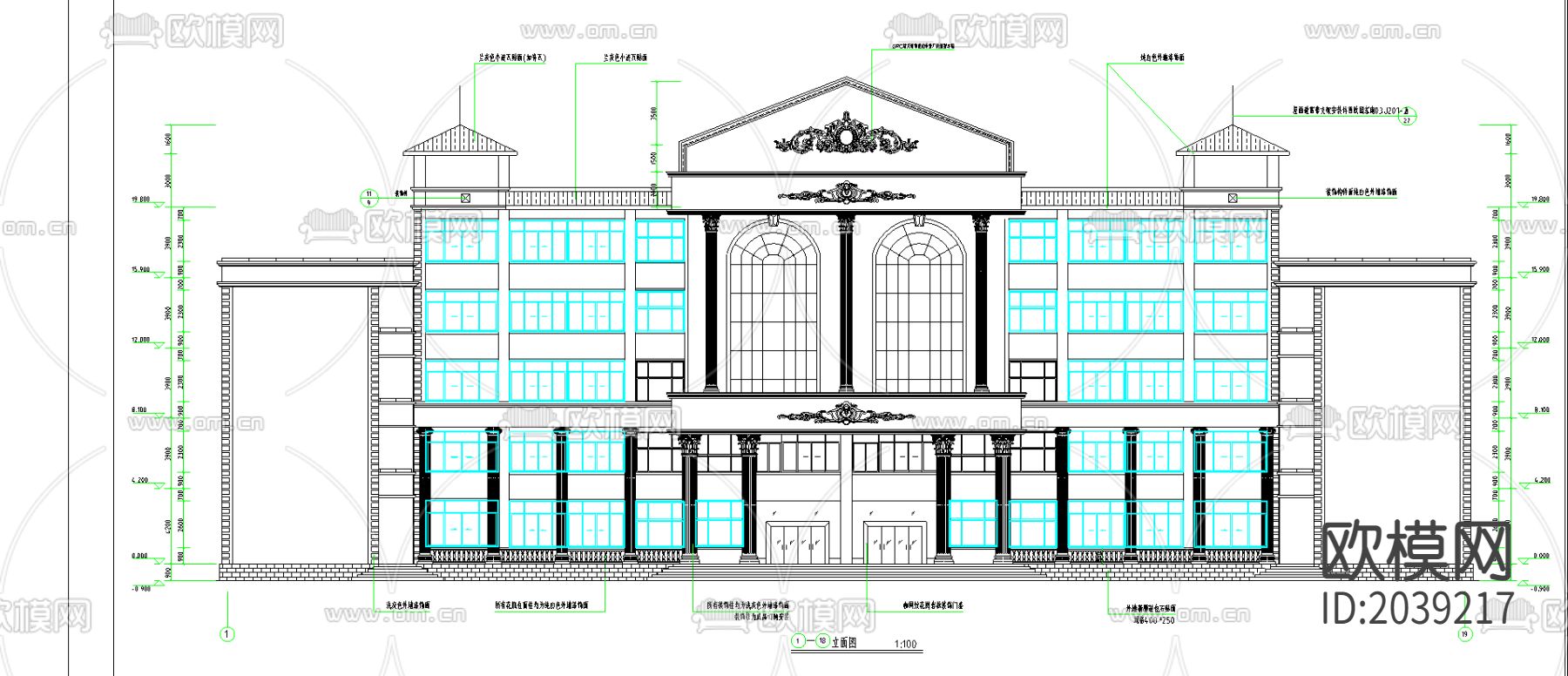 卫生学校实验楼cad施工图下载（渲染图2）