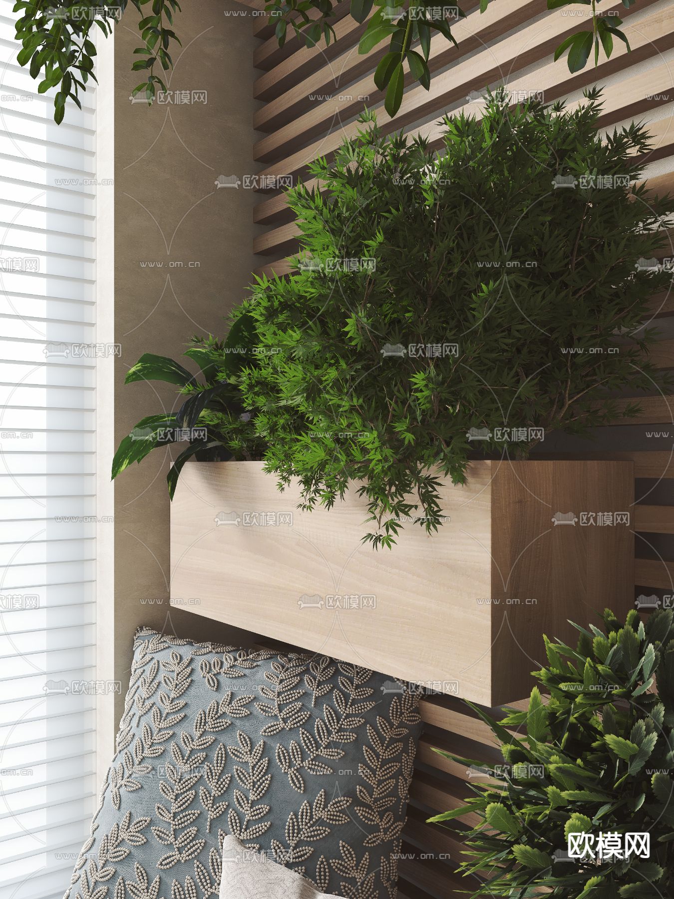 北欧休闲阳台3d模型下载（渲染图3）