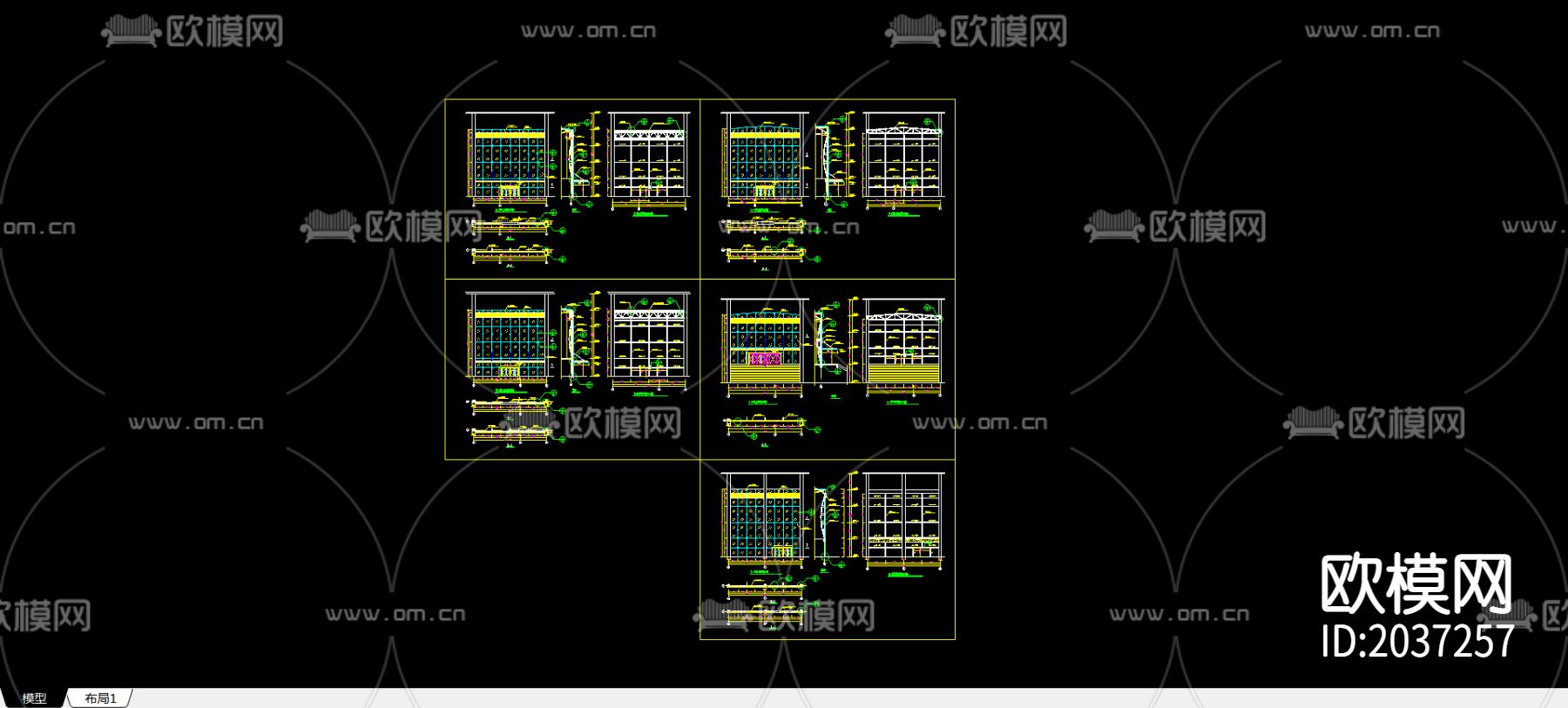 点驳式玻璃幕cad图库下载