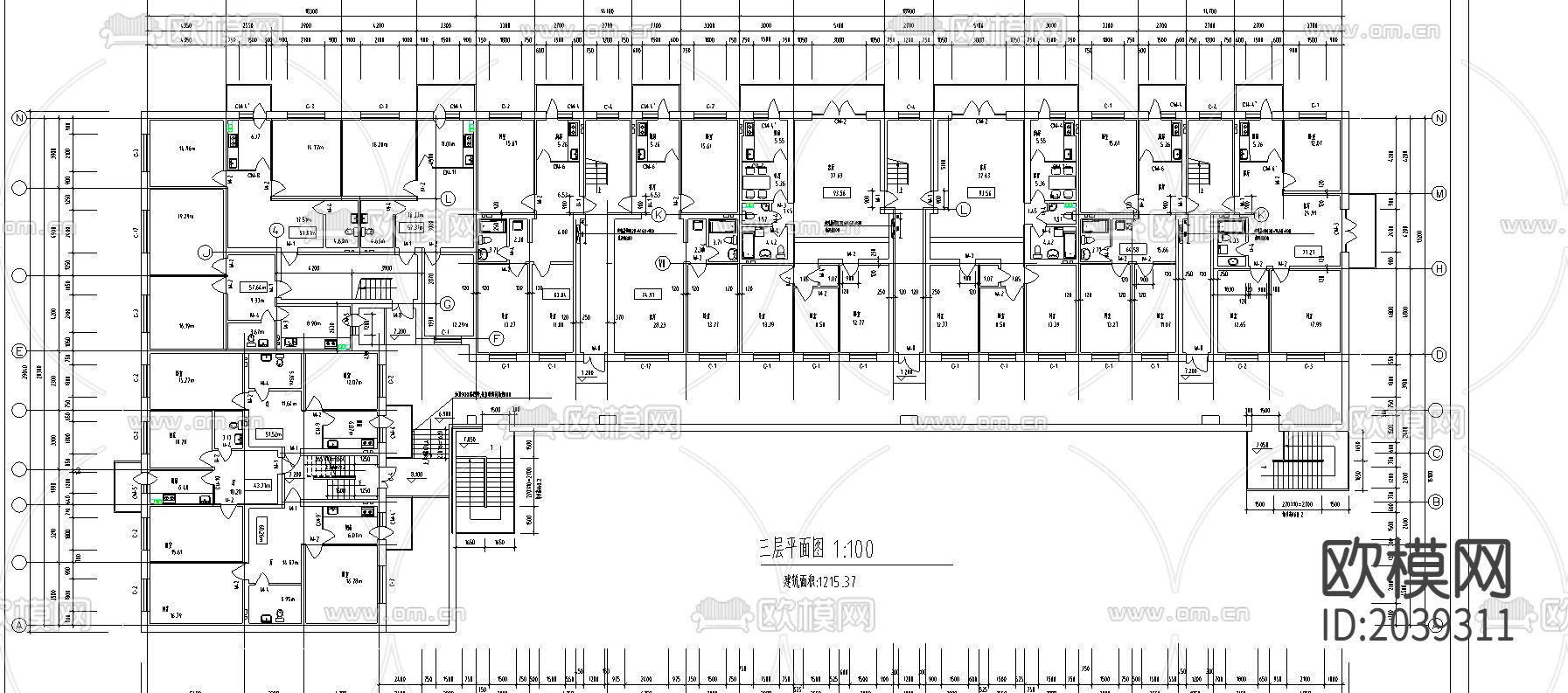 住宅楼平面cad图库下载（渲染图3）