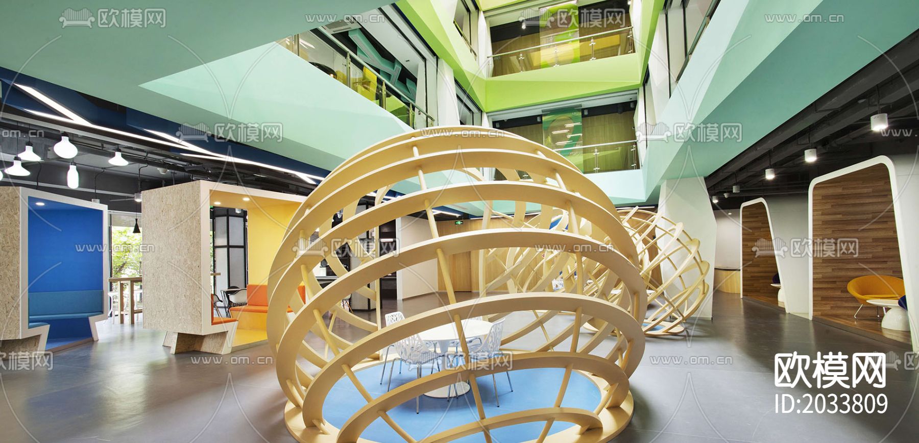 办公室cad施工图下载（渲染图4）