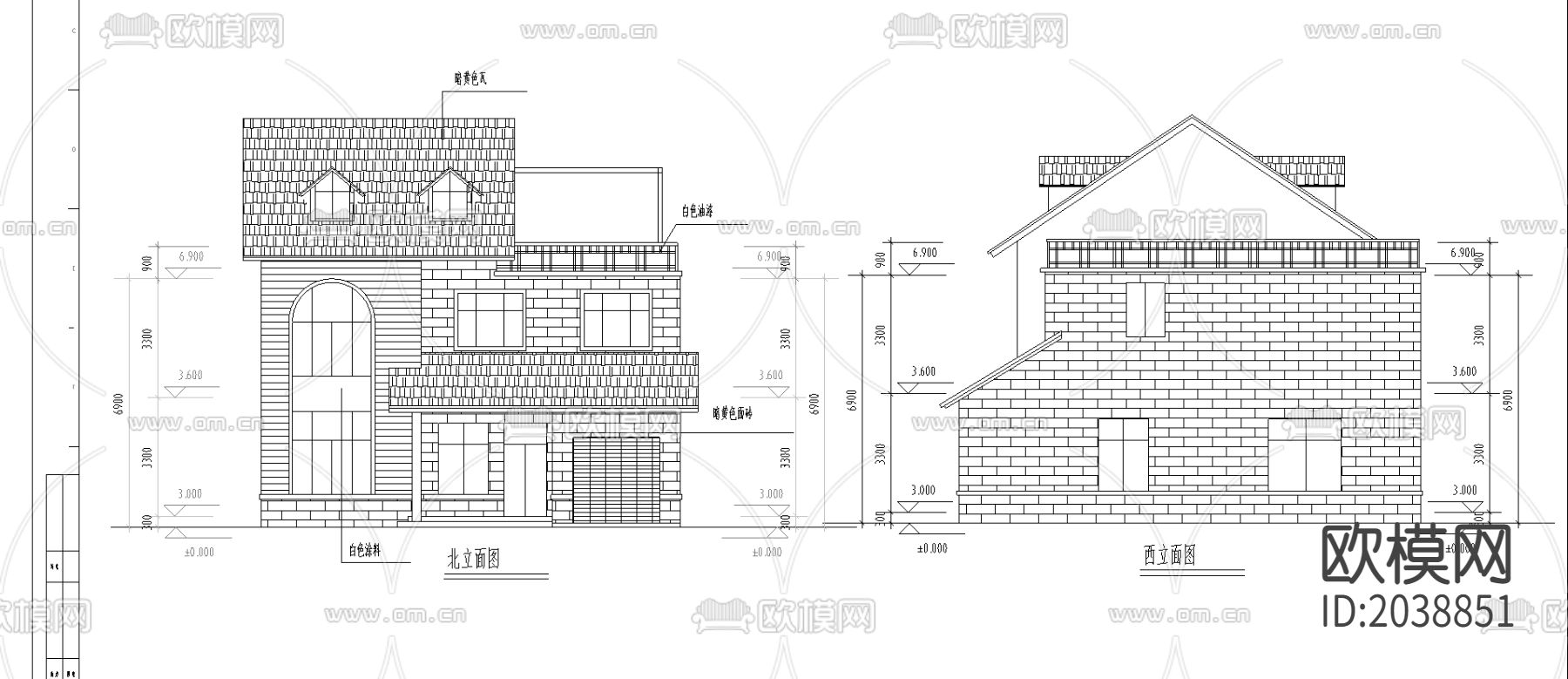 别墅cad平面布置图下载（渲染图1）