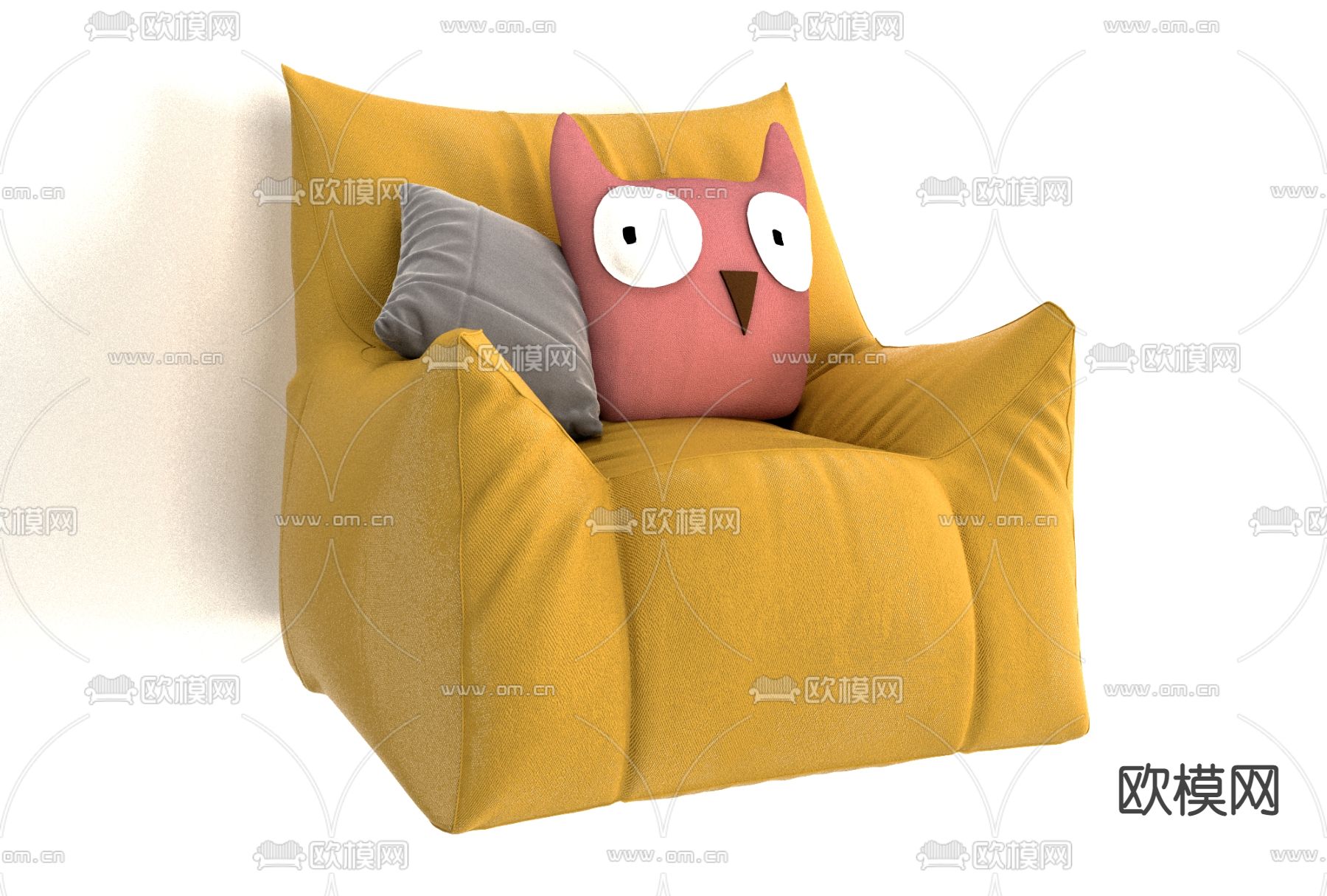 北欧布艺懒人沙发免费3d模型下载