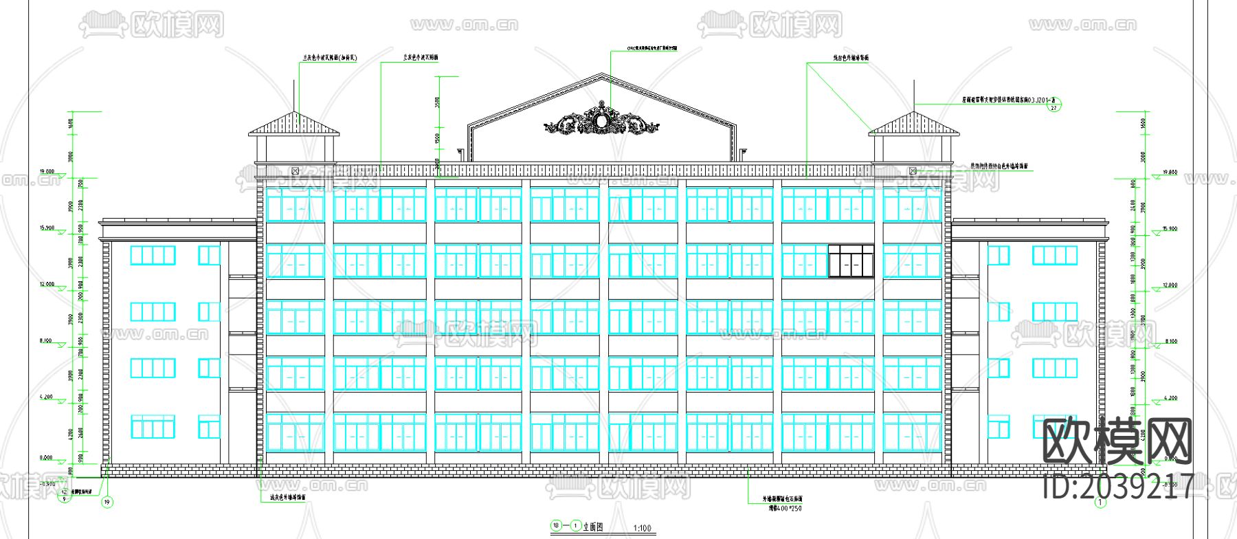卫生学校实验楼cad施工图下载（渲染图1）
