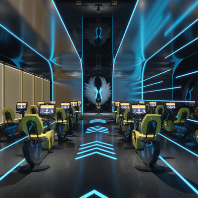  现代健身房su模型 