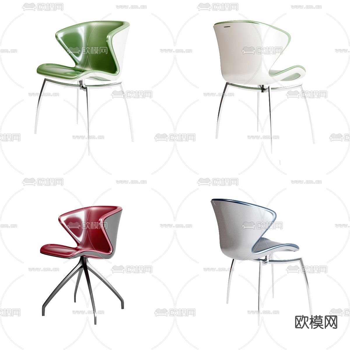 现代烤漆办公椅3d模型下载