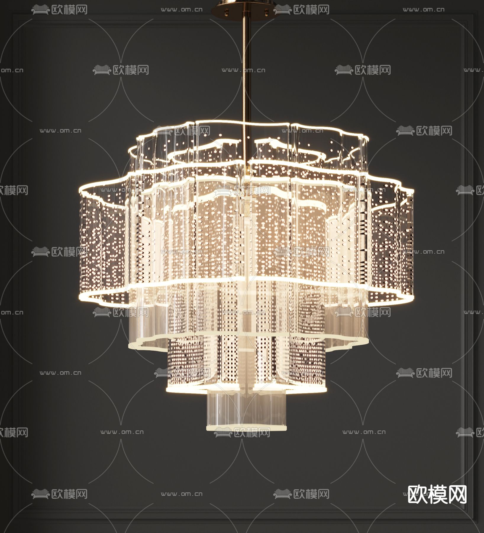 现代轻奢水晶吊灯3d模型下载