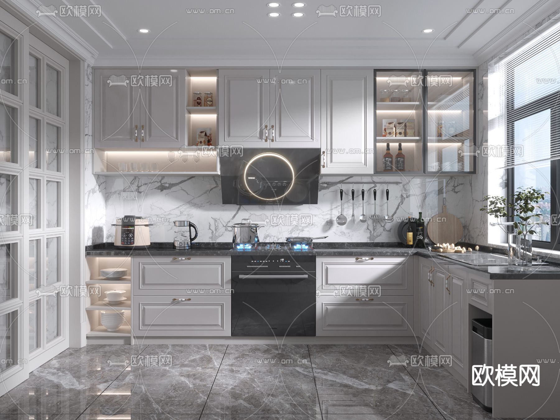 美式厨房3d模型下载（渲染图1）