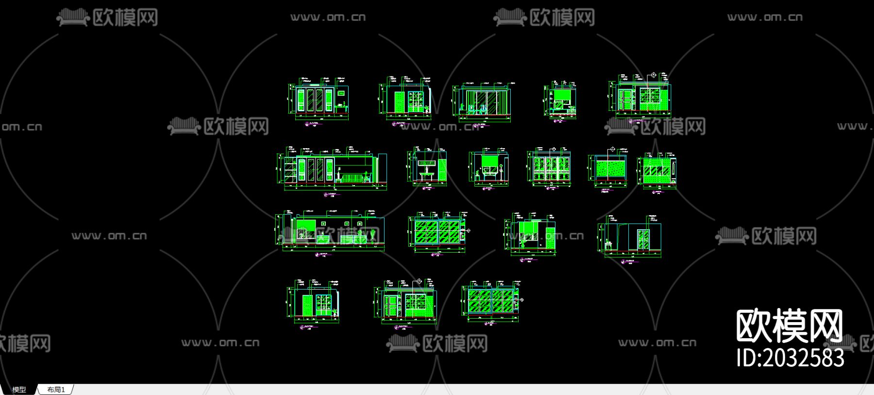 中式室内装修CAD施工图下载