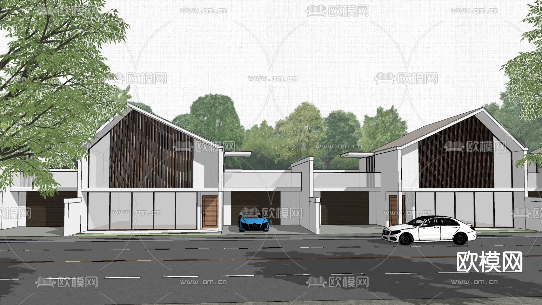 现代民宿建筑su模型