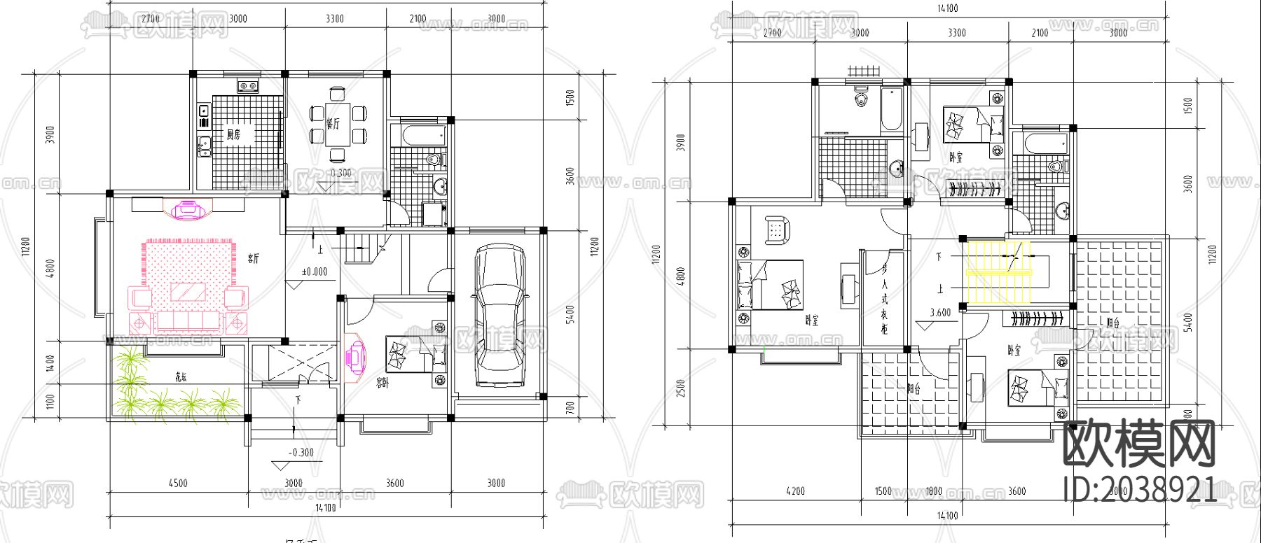 别墅cad平面布置图-免费3dmax模型库-欧模网