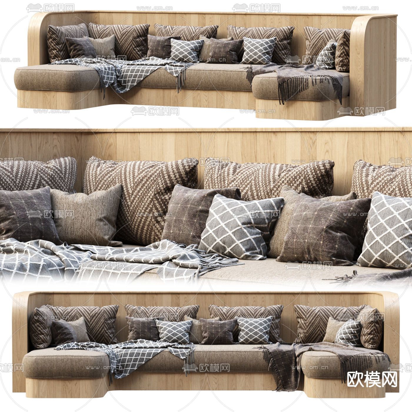 Cassina 多人沙发3d模型下载（渲染图1）