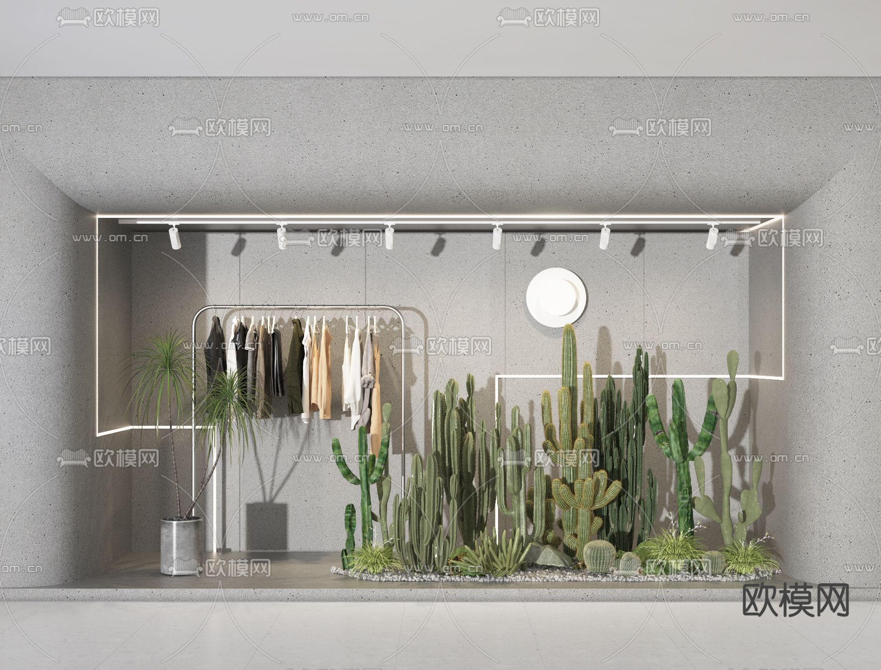 现代服装橱窗3d模型下载