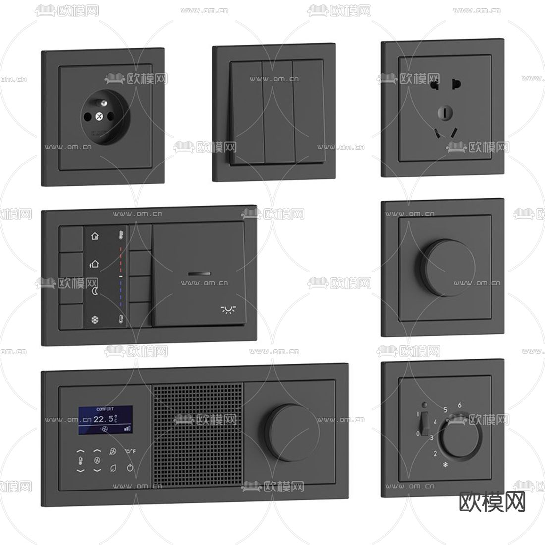 现代开关面板3d模型