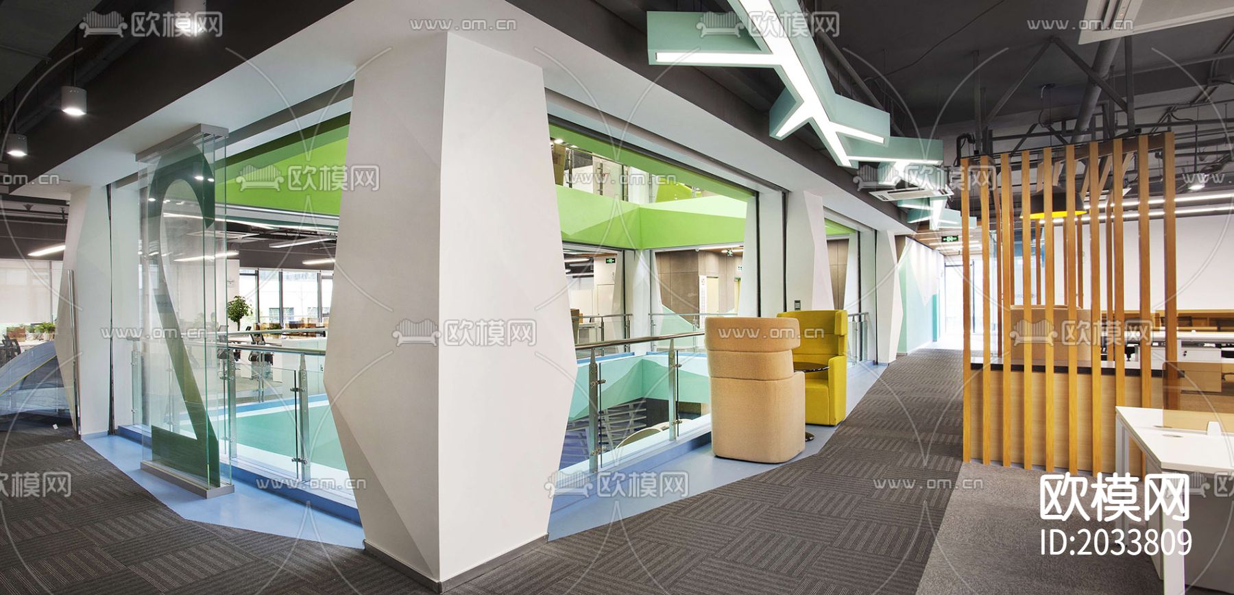 办公室cad施工图下载（渲染图3）