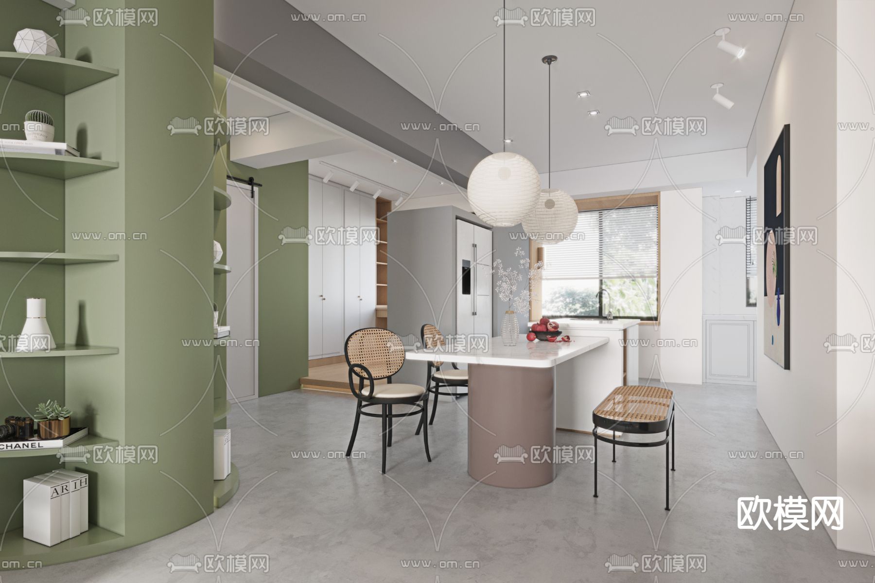 北欧餐厅3d模型下载