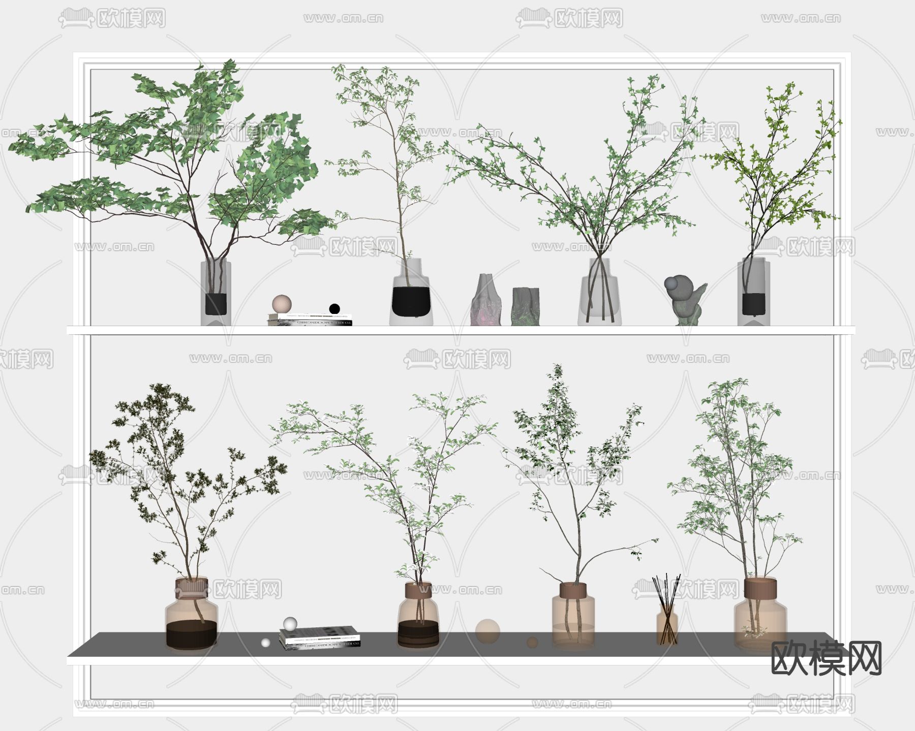 现代绿植花瓶su模型