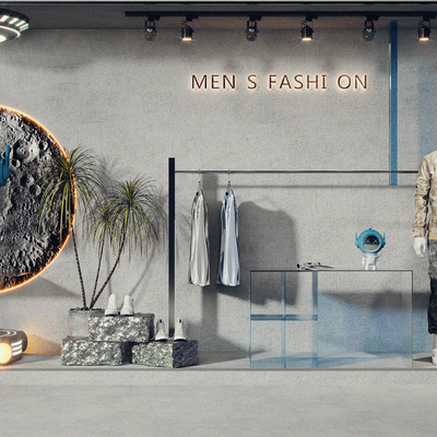  现代服装店橱窗su模型 