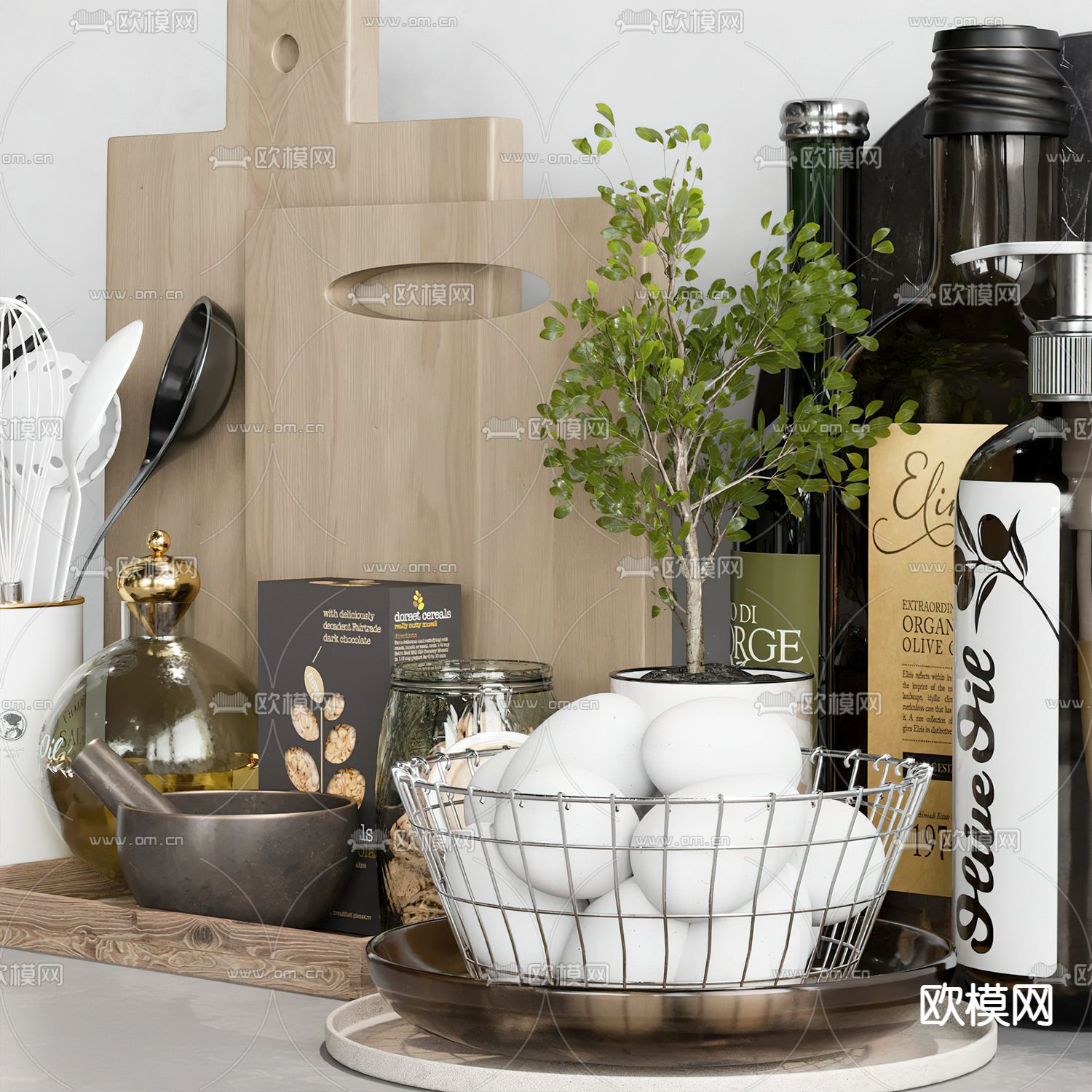 北欧砧板厨房器具3d模型下载（渲染图2）