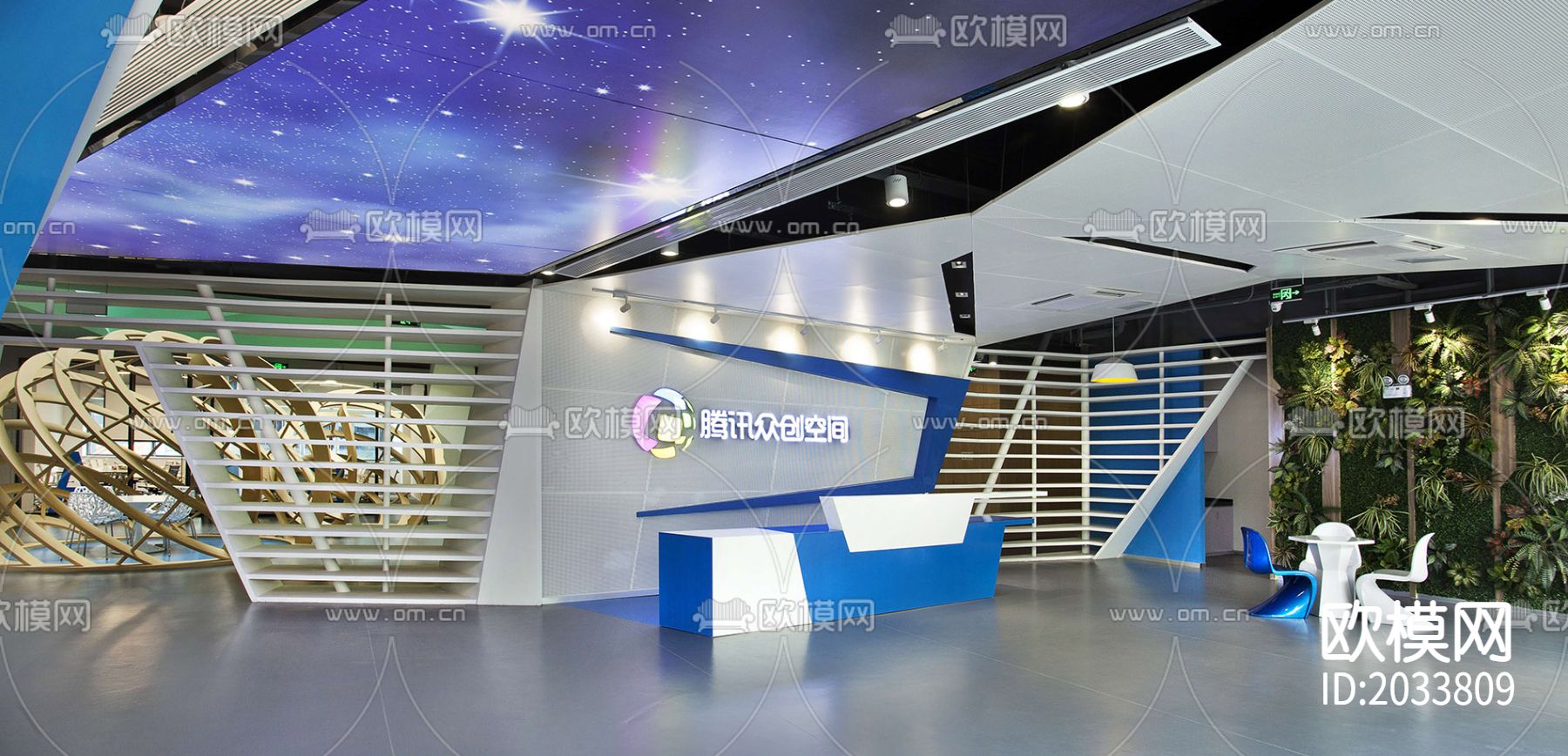 办公室cad施工图下载（渲染图5）