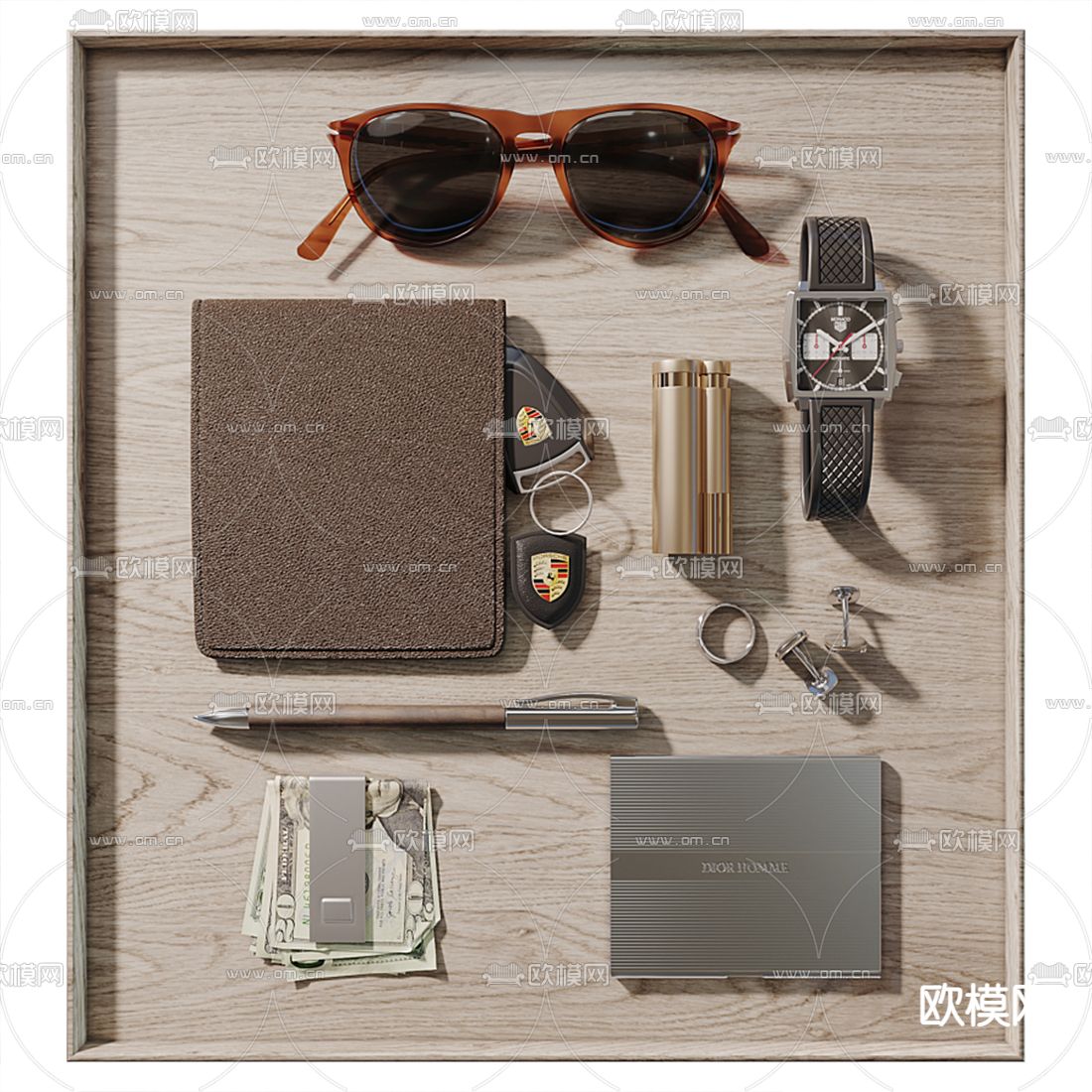 现代手表笔记本办公用品3d模型下载（渲染图3）