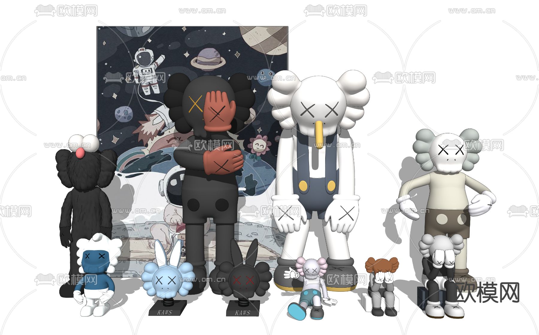 现代人偶卡通玩具su模型下载