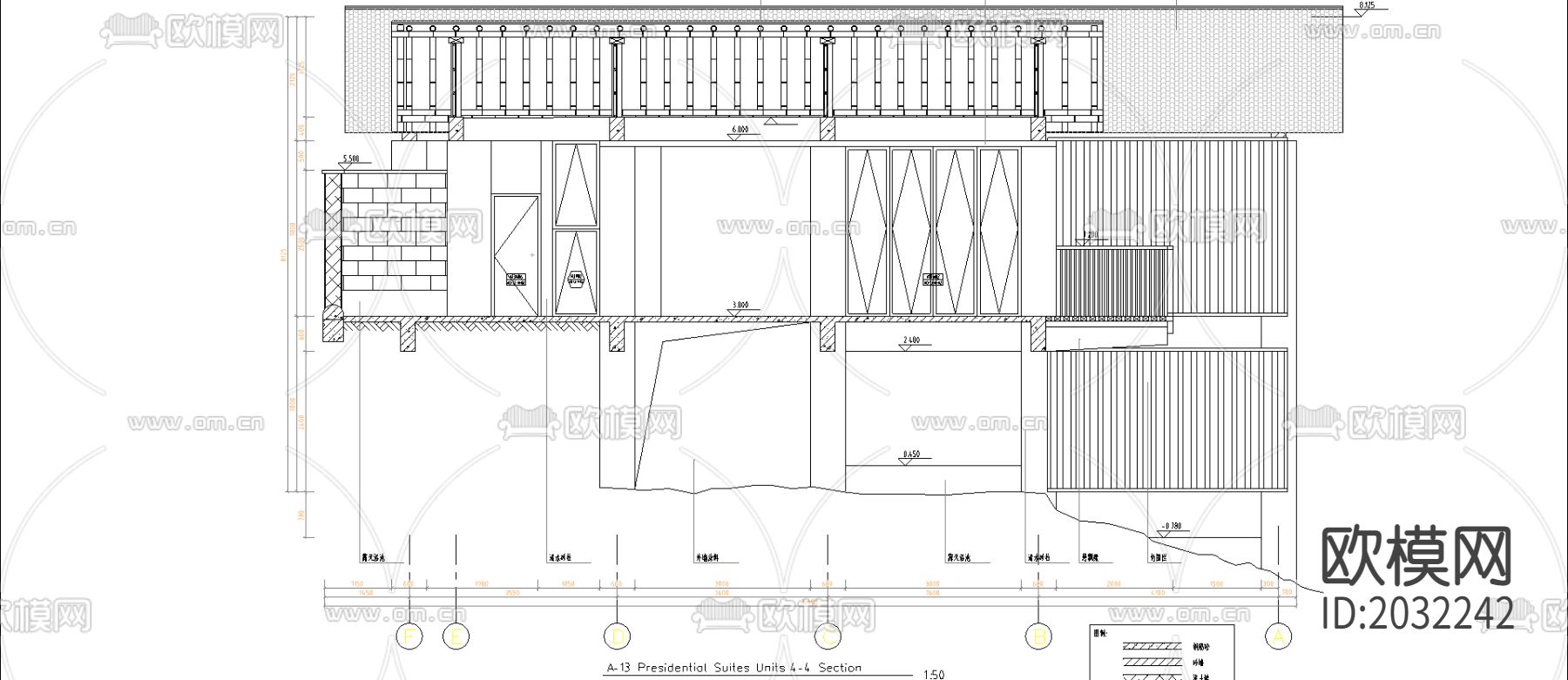 某渡假村总统套房CAD施工图下载（渲染图4）
