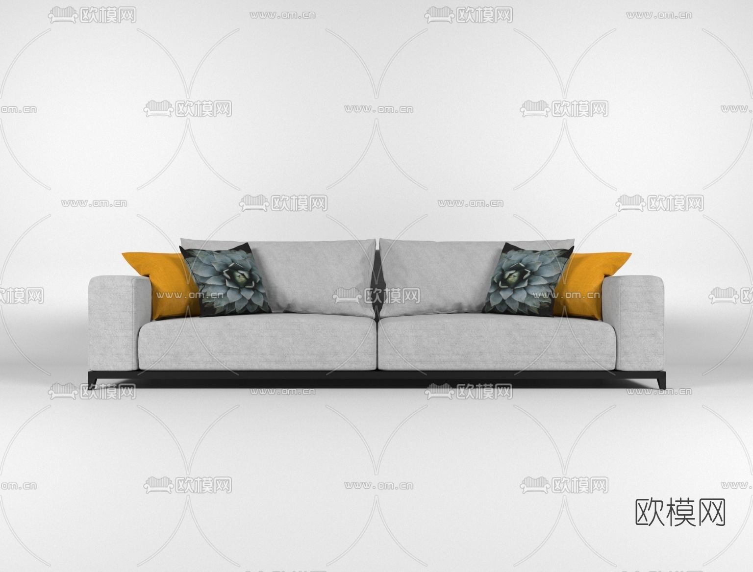 现代布艺双人沙发免费3d模型下载