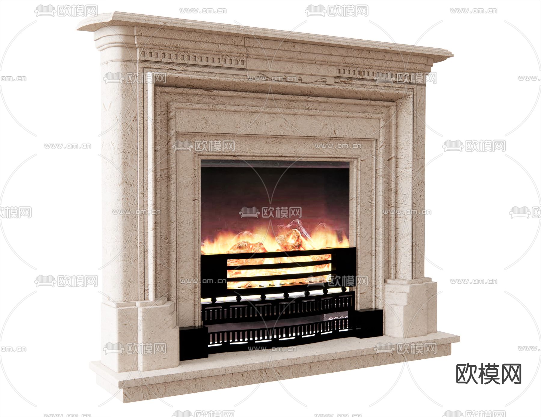 欧式壁炉su模型下载（渲染图1）