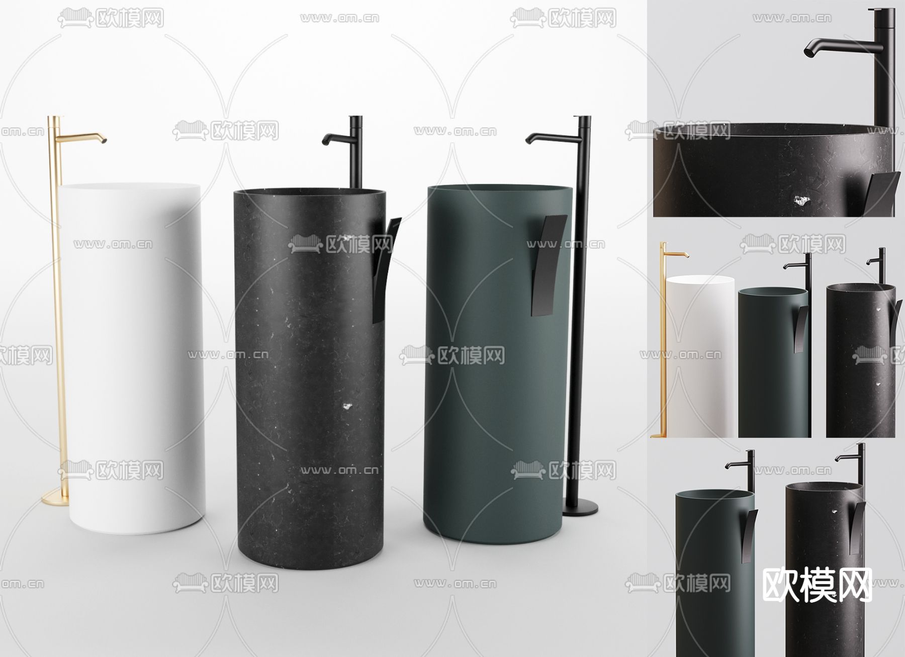 现代立柱式台盆洗手台3d模型下载