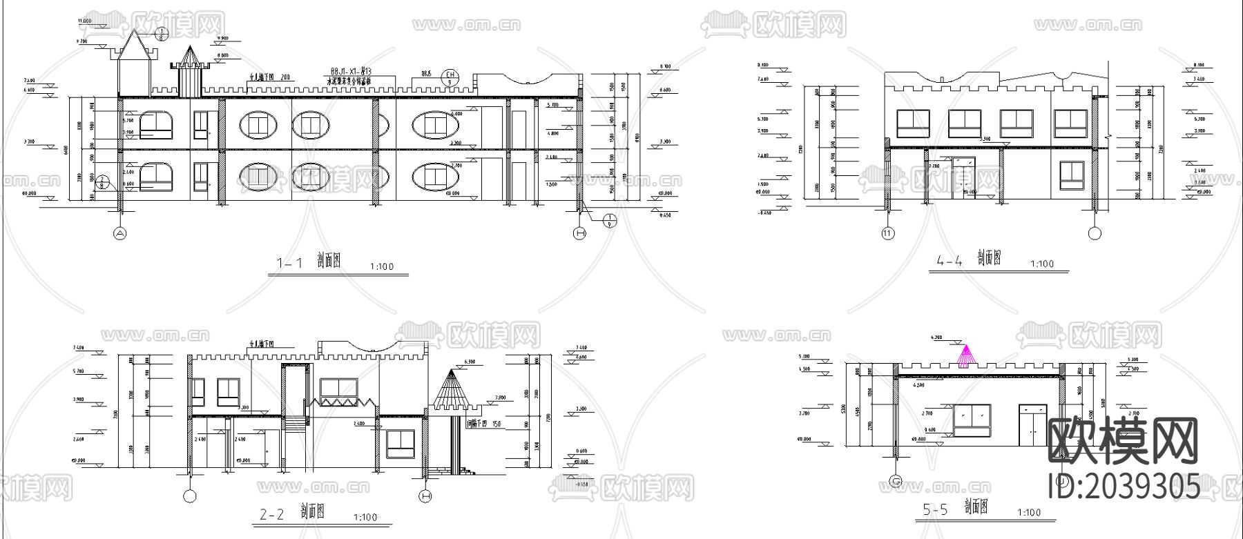 小区幼儿园cad施工图下载（渲染图2）
