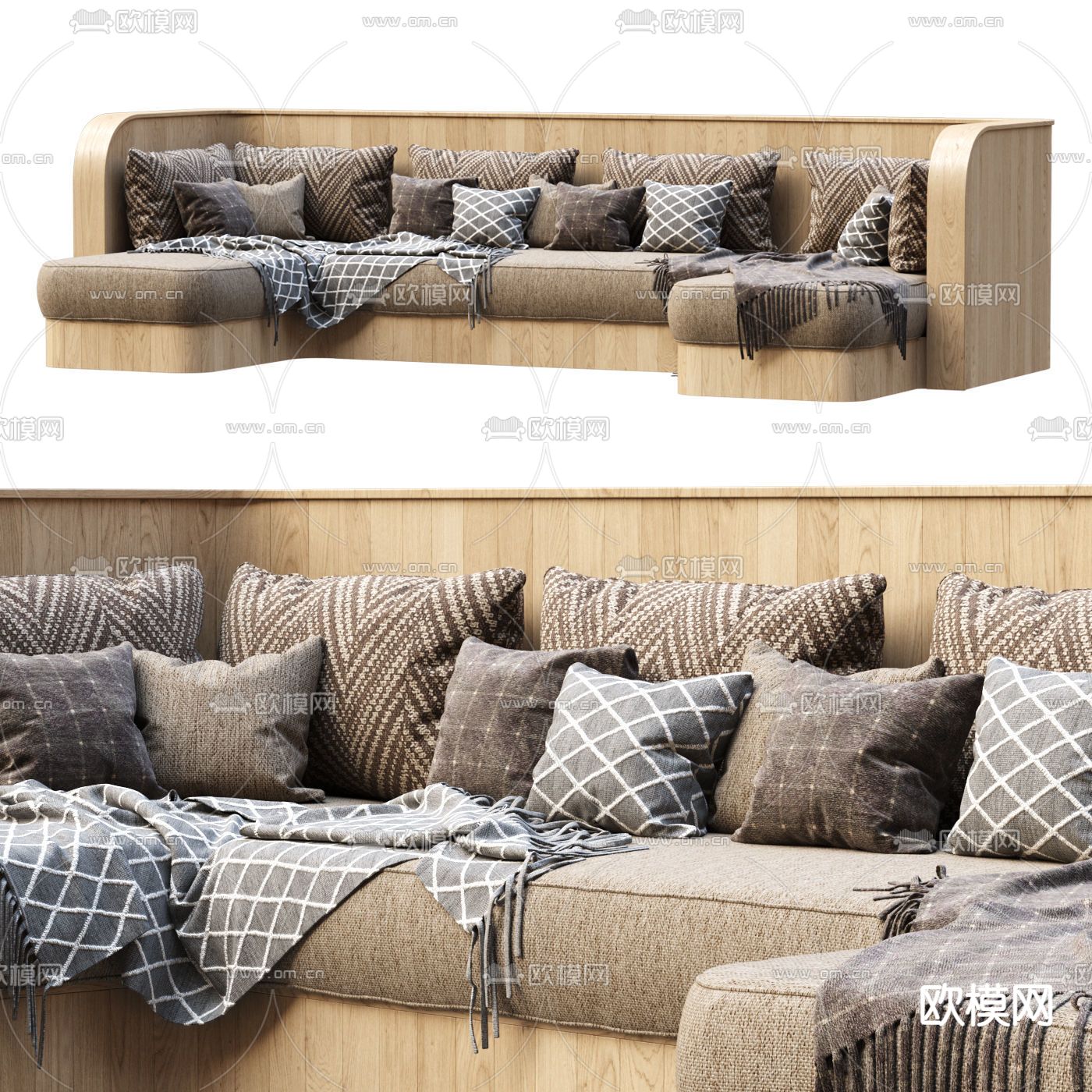 Cassina 多人沙发3d模型下载（渲染图2）