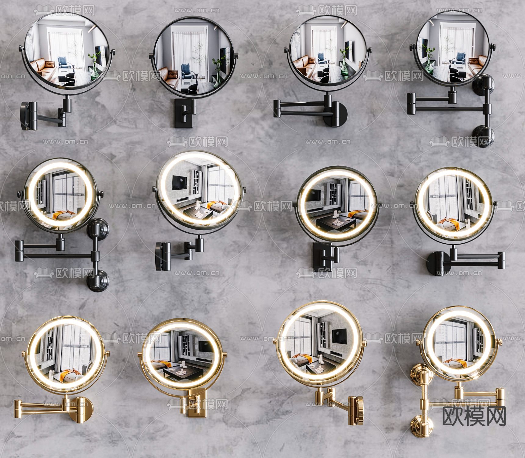 现代化妆镜梳妆镜su模型下载（渲染图1）