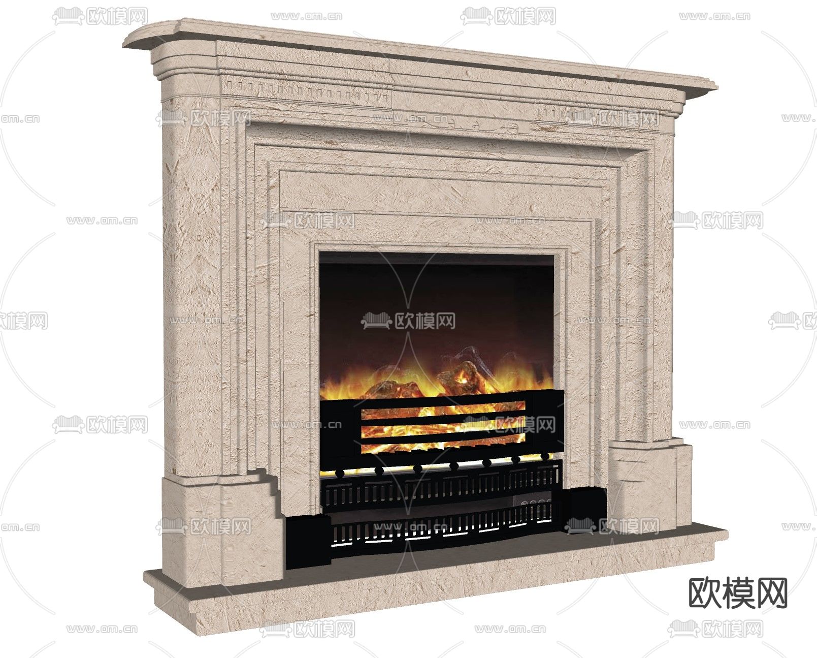 欧式壁炉su模型下载（渲染图2）
