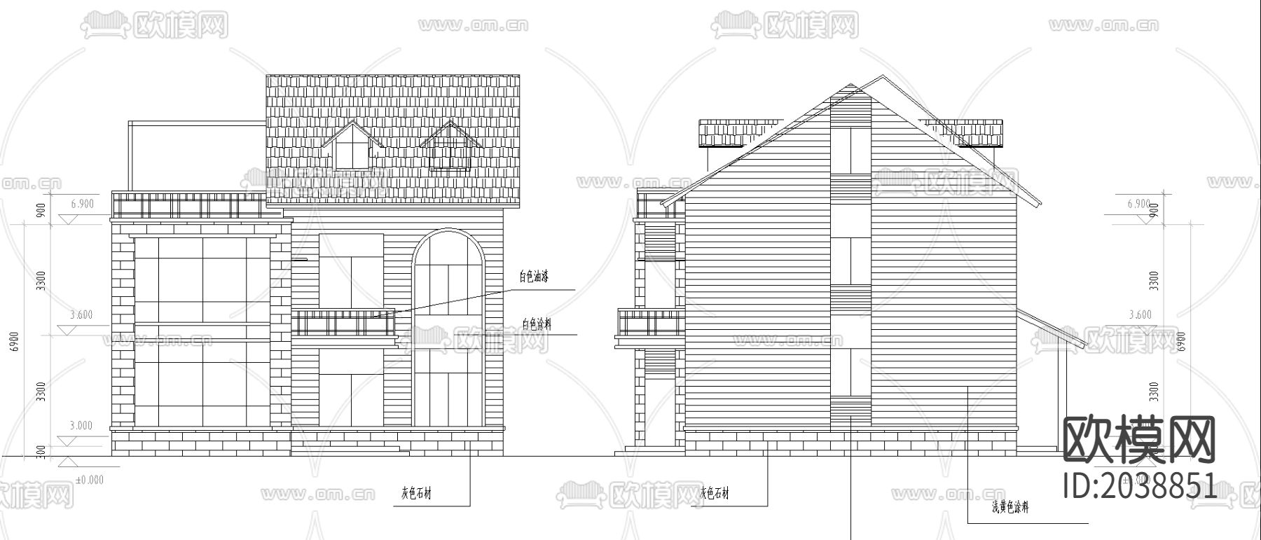 别墅cad平面布置图下载（渲染图2）